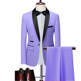 Men Skinny 3 Pieces Set Formal Slim Fit Tuxedo Prom Suit / Male Groom Wedding Blazers High Quality Dress Jacket Coat Pants Vest