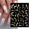 3D Silver Frame Nail Sticker Silver Bronzing Stripe Lines Sliders For Nails Tribal Pattern Decals Marble Blooming Nail Tattoos