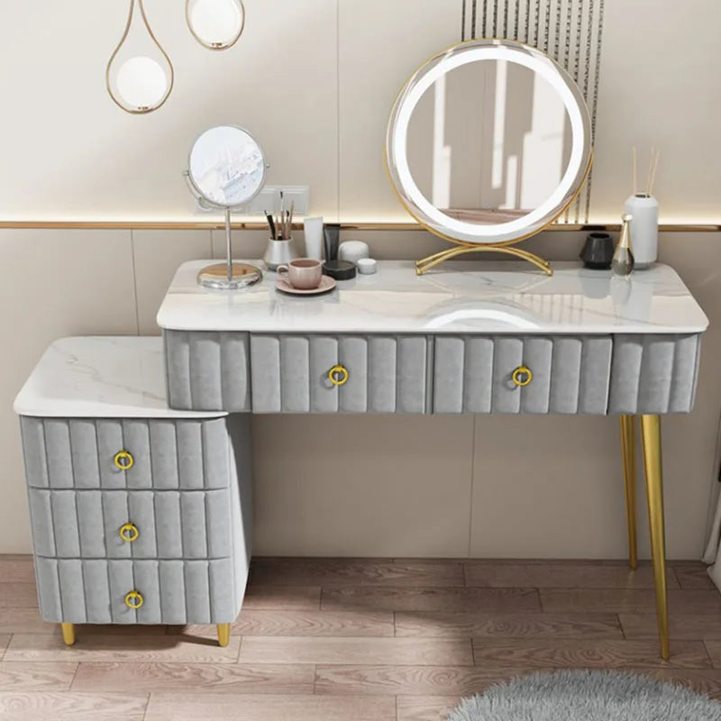 Luxury Nordic Dressing Table Mirror Chair Bedroom LED Modern Dressing Table Drawer Drawer Coiffeuse De Chambre Furniture Makeup