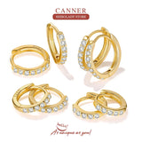 CANNER Real 925 Sterling Silver Earrings For Women Round Micro Inlay Earrings Hoops Zircon Diamond Jewelry Brincos 6 7 8 9mm