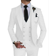 Fashion Smart Business Sky Blue Costume Homme Wedding Men Suits Peak Lapel Groom Tuxedos Terno Masculino Prom Blazer 3 Pieces