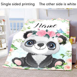 Custom Name Blanket Kawaii Baby Girl Boy Kids Personalized Blankets Cartoon Animal Cute Soft Flannel Throw Blanket Birthday Gift