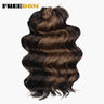 FREEDOM Synthetic Deep Curly Twist Crochet Hair 16 Inch Deep Wave Braid Hair Soft Ombre Blonde Brown Braiding Hair Extensions