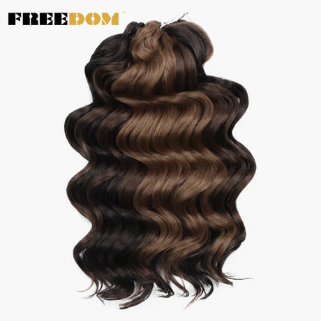 FREEDOM Deep Wavy Twist Crochet Hair 16 Inch Synthetic Curly Crochet Braids Hair High Temperature Fiber Braiding Hair Extensions