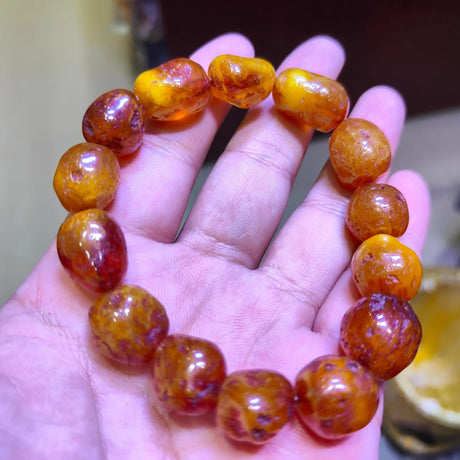 Natural Raw Amber Bracelet Men Women Healing Gemstone Fine Jewelry Genuine Baltic Ambers Tumbled Stone Bracelets Bangles