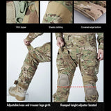 Men Military Tactical Trousers CP Camouflage Cargo Knee Pads Pants Work Clothing Combat Uniform Shirts