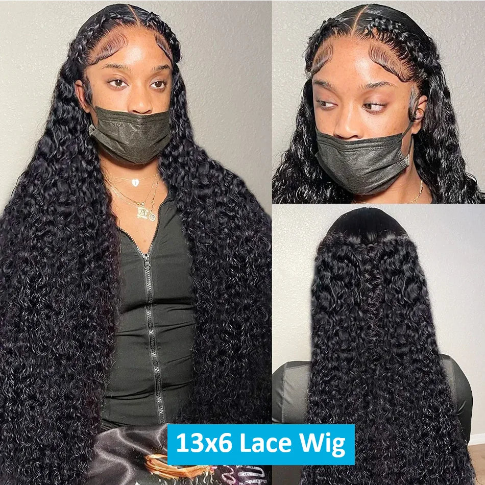 Cosdelu 13x6 Deep Wave 30 40 inch HD Lace Frontal Wig Human Hair 250 Density Brazilian 13x4 Water Curly Lace Front Wig For Women