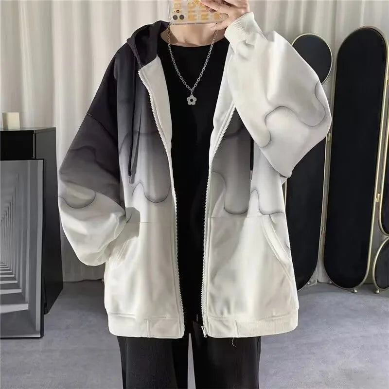 Man Fashion Spring Summer Sun Protection Clothing Long Sleeve Hoodies Couple Students Soft Leisure Zip-up Coat Sweatshirts Top