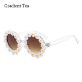 Fashion Retro Daisy Sunglasses for Women Round Flower Sun Glasses Trendy Summer Pool Beach Party Shades UV400 Eyewear