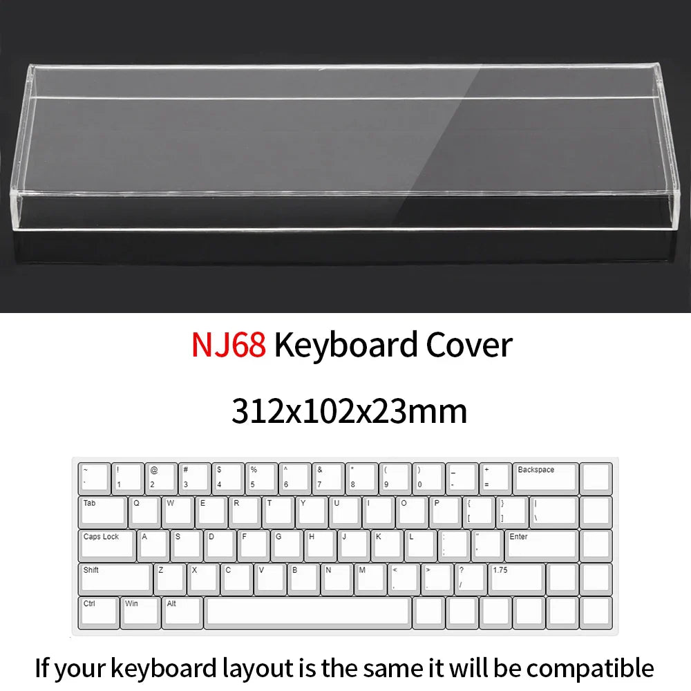 Acrylic Dust Cover for Keyboard Waterproof Dustproof Anti Stepping Protect Cover for 60 64 68 75 84 87 104 108 96 NJ68 Air Cover