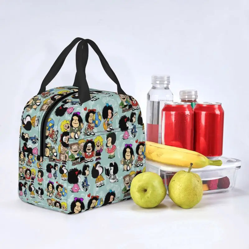 Mafalda Quino Comics Resuable Lunch Box Women Leakproof Cartoon Thermal Cooler Food Insulated Lunch Bag Office Work