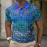 Fashion Men'S Polo Shirts 3d Simulation Metal Plaid Printed Men'S Clothing Summer Casual Short Sleeved Street Designer Tops Tees