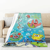 S-SpongeBobs Cartoon Sofa Blankets & Throws Fluffy Soft Blankets for Bed Child Blanket Furry Throw Double Decorative Anime Kid's