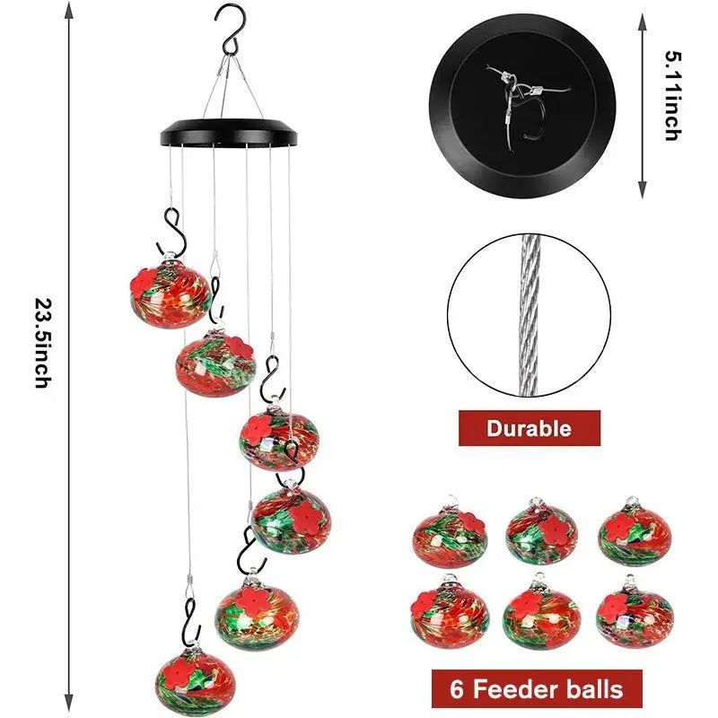 Anti-fade Hummingbird Feeders Bird Feeder With Wind Chimes Leak-Proof Bird Feeder Garden Decor Feeding Tool Food Container