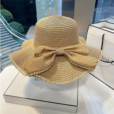 Spring and Summer Women's Sun Straw Hat Sun Shaded Big Brim Bamboo Hat Bowknot Fashion Fisherman Hat Outdoor H28