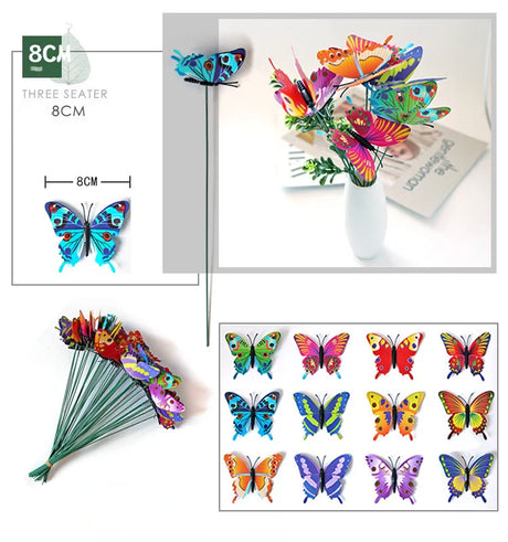 50Pcs/set Butterflies Garden Yard Planter Colorful Whimsical Butterfly Stakes Decoracion Outdoor Decor Flower Pots Decoration