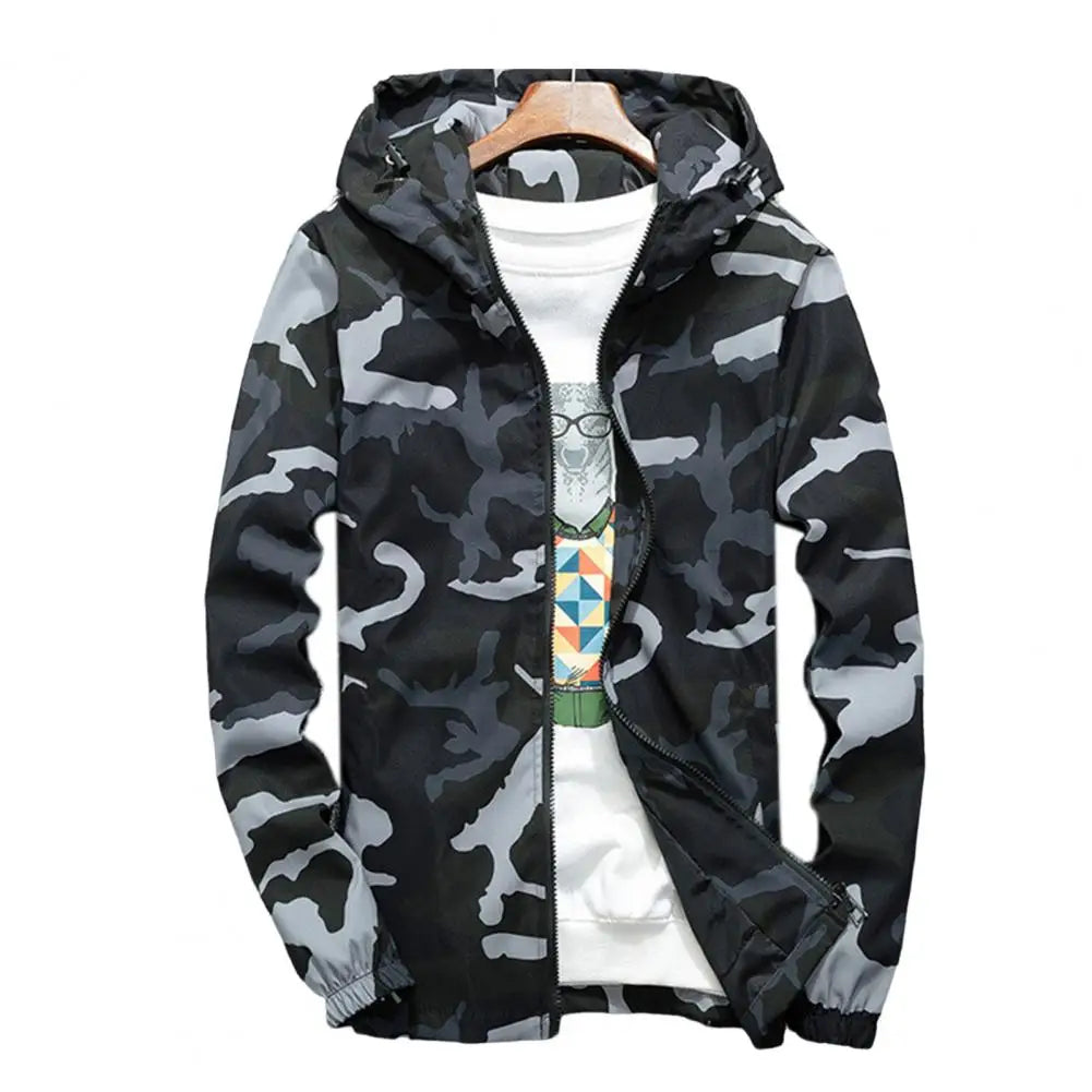 Winter Men Coat Camouflage Zipper Long Sleeves Jackets Soft Cold-proof Hooded Male Spring Jackets Thick Keep Warm Outerwear