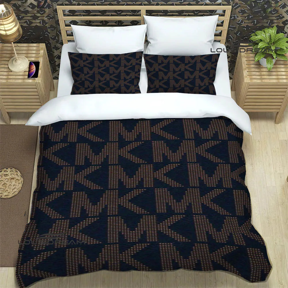 M-Michael-Kors logo printed Bedding Sets exquisite supplies set duvet cover bed comforter set bedding set luxury birthday gift