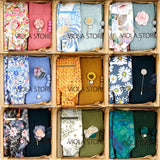 Viola Design 6PCS Gift Box Floral Solid Cotton Sock Tie Sets Clip Pin Cufflinks Hankie Men Wedding Party Daily Cravat Accessory