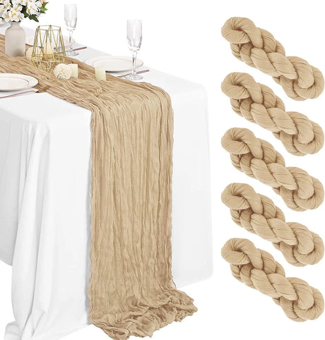 Crinkling Table runner gauze translucency doilies Holiday party wedding tablecloth 90x300cm twist Knit cloth table cover