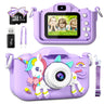 Kids Camera Toys Purple Unicorn for Girls Boys Gift Children Digital Camera 1080P HD 2inch Screen With 32GB SD Card Game Player