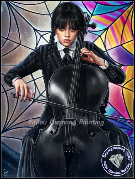 Gothic Girl Wednesday Addams Diamond Painting Dark Art  Jenna Ortega Horror Tv Full Cross Stitch Mosaic Halloween Home Decor