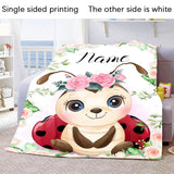 Custom Name Blanket Kawaii Baby Girl Boy Kids Personalized Blankets Cartoon Animal Cute Soft Flannel Throw Blanket Birthday Gift