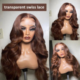 Chocolate Brown Lace Front Human Hair Wigs For Women Brown Body Wave 13x6 Hd Lace Frontal Wig Female Pre Plucked Glueless Wig