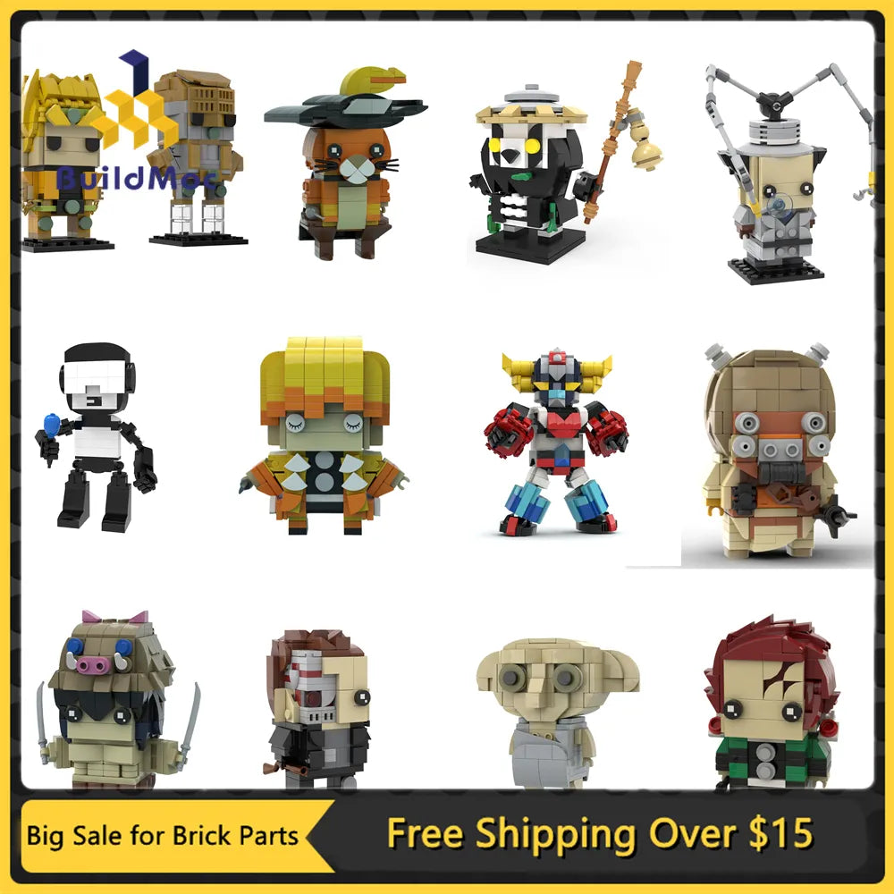 DIY Anime Movies Game Figure Brickheadz Building Block Kit Character Collectation Playset Brick Model Toys Kids Birthday Gift