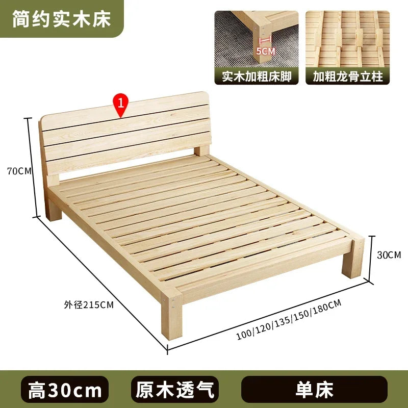 Double Space Saving Bed Living Room Loft Wood Modern Children Bed Frame Luxury Pine