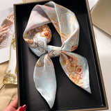 Silk Hair Scarf for Women Fashion Print Shawl Wraps Female Headband Neckerchief 70cm Hand Bag Wrist Foulard Neck Tie Echarpe