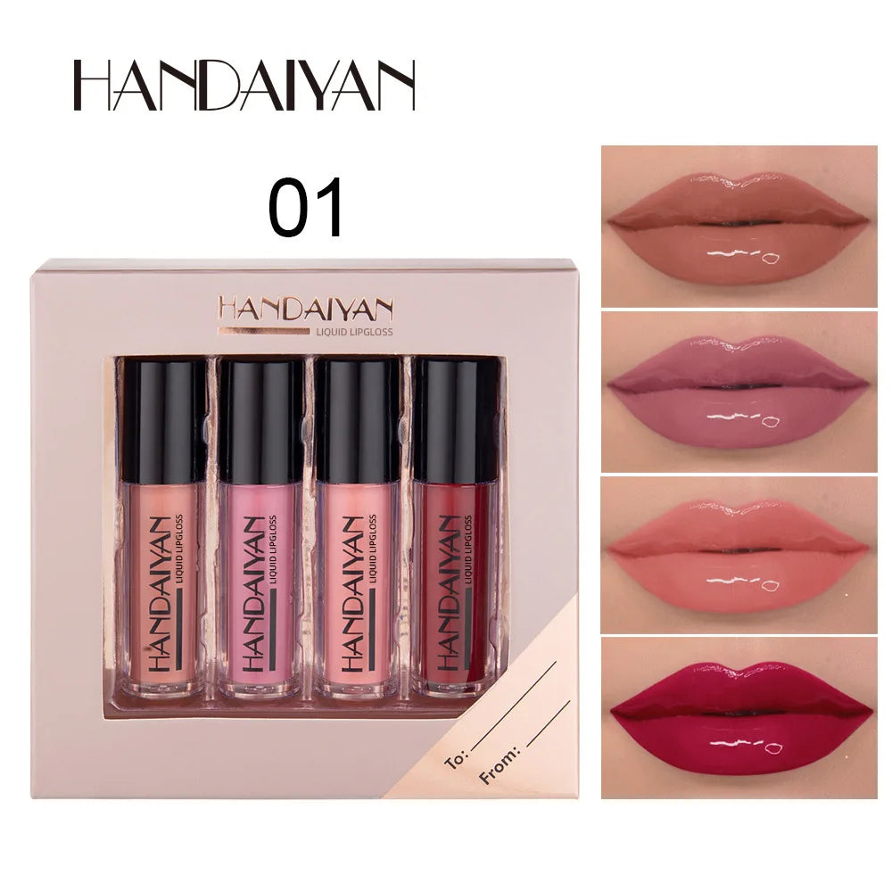 HANDAIYAN Lipstick Set Sexy 4 Colors Lip Gloss Matte Lipstick Waterproof Non-stick Cup Cosmetics Makeup