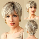 100% Remy Human Hair Wigs Brown Short Pixie Cut Lace Front Wig for Women Glueless HD Transparent Human Hair Lace Frontal Wigs