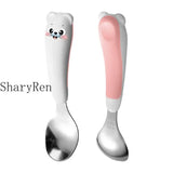 Baby Children Spoon Fork Set Cartoon Bear Stainless Steel Fork Spoon Kids Toddler Training Spoon Utensil Baby Feeding Cutlery