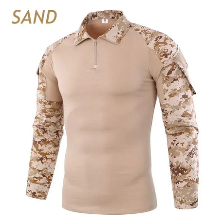 Combat Uniform Shirt Camouflage US Asian Size S-3XL Cargo Sport Tops Airsoft Paintball Tactical Men Shirts