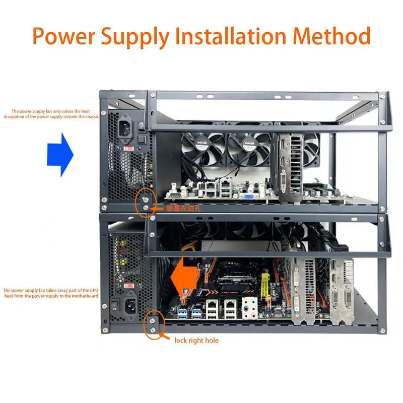 Stackable PC Case Compact Open Chassis X79 X99 Dual EATX Motherboard Bracket Mid-Tower Computer Case Great Heat Dissipation