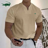 Men's V-neck High-quality Cotton Embroidered Polo Shirt Spring/Summer New Short Sleeved T-shirt Casual Sports Breathable Short S