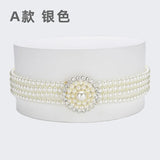 New Ladies Pearl Waist Chain Rhinestone Pearl Decorative Belt Fashion Sweet Dress Elastic Elastic Belt Women’s Designer Belts