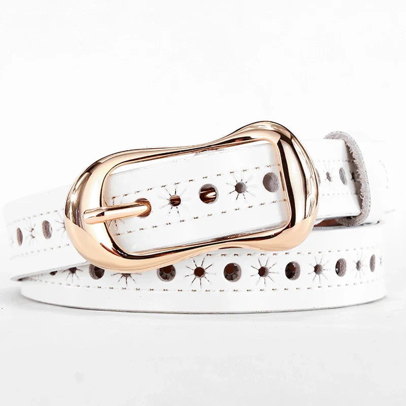 Women Belts Long Cow Genuine Leather Good Quality Alloy Gold Pin Buckle Fashion Soft Genuine Leather Strap Belt Jeans Lady Cinto