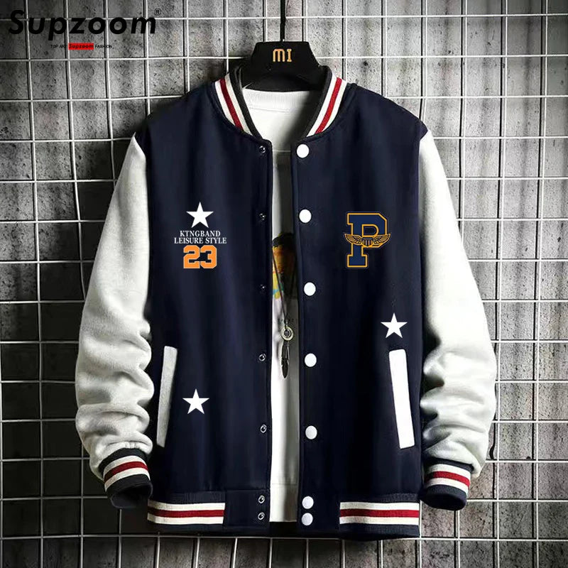 Supzoom New Arrival Fashion Fleece Casual Baseball Uniform Cotton Spliced Regular Rib Sleeve Brand Clothing Bomber Jacket Men