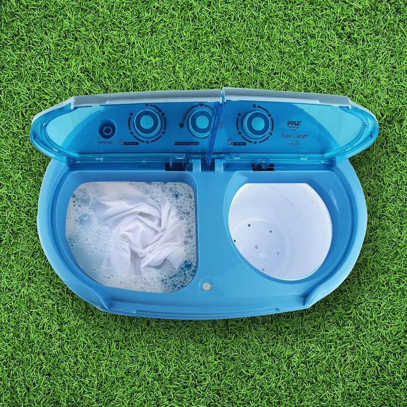 Pyle Portable 2-in-1 Washing Machine&Spin-Dryer-Convenient Top-Loading Easy Access,Energy&Water Efficient Design