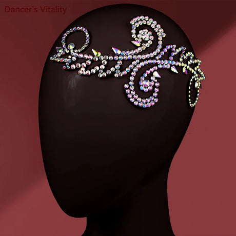 Belly Dance Performance Headdress Latin Dance Modern National Standard Competition Headdress Hand Stick Drill Dance Accessory