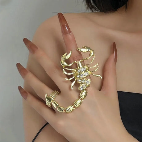 2023 Punk Luxury Scorpion Ring For Woman Retro Exaggerated Shiny Zircon Charm Adjust Rings Hot Girl Party Jewelry New Trend Gift