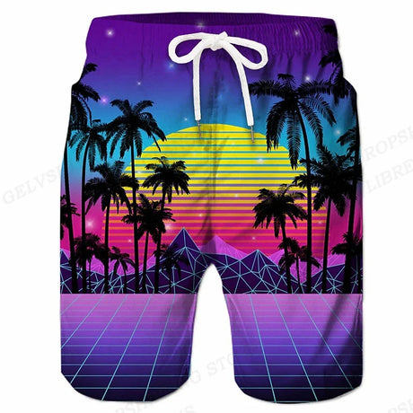 Men's Swimming Shorts Coconut Tree 3d Surfing Board Short Kids Beach Shorts Men Trunk Masculina Swim Trunks Sportwear Briefs Boy