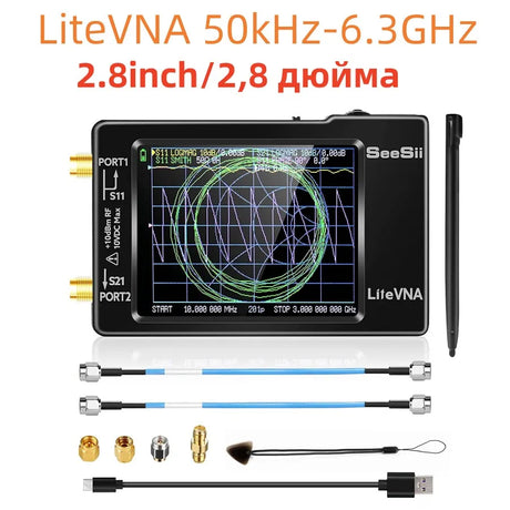 Newest NanoVNA Spectrum analyzer LiteVNA 50kHz-6.3GHz Vector Network Analyzer Antenna Analyzer Support Data Storage litevna 64