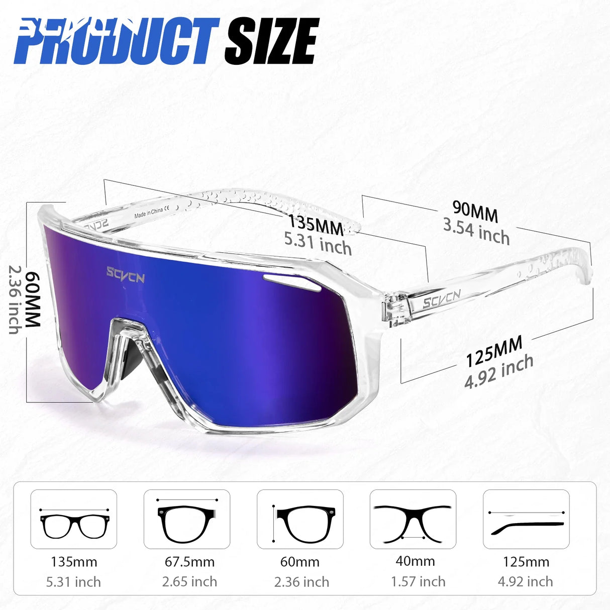 SCVCN-Sunglasses for Men Sport Cycling Glasses Bike Mountain Bicycle Hiking Camping Golf UV400 Protection Glasses Women Baseball