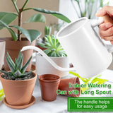 1L Watering Can with Wooden Handle Stainless Steel Watering Pot with Long Spout Watering Jug for Garden Houseplant Potted Plants