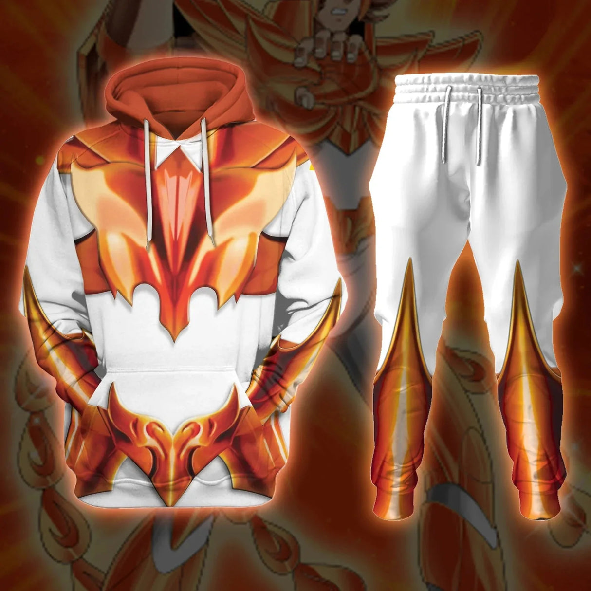 Popular Cosplay Anime Saint Seiya printed hoodie pants sets 3D Street Harajuku kid Tracksuit sets Men's Sports two-piece suits