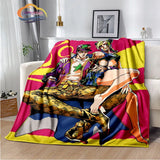 Anime JoJo's Bizarre Adventure Stone Ocean flannel Blanket Throw blanket Warm Sofa bed  children and girls Gift s