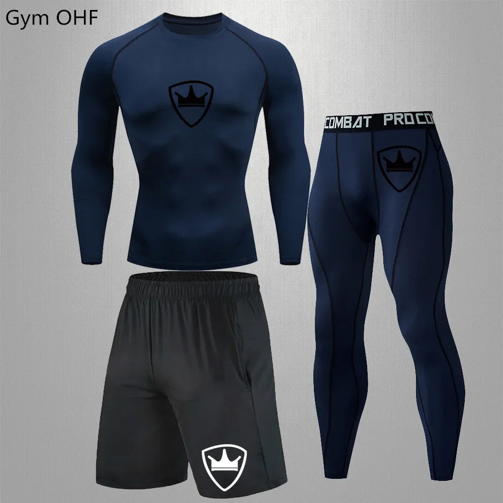 MMA rashgard Men's Sports Suit male Quick drying Sportswear Compression Clothing Fitness Training kit Thermal Underwear legging